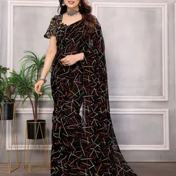 anand sarees Printed Bollywood Georgette Saree-picture-3