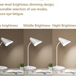 akr LED DESK TOUCH SWITCH , MOON NIGHT LAMP RECHARGEABLE TABLE LAMP LED STUDY LAMP ( 30CM , WHITE ) Table Lamp image 4