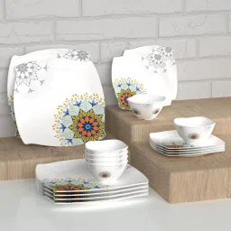 Pack of 18 Melamin Marvella Sunset Glow Edgy Designer Crockery Dinner Set-2
