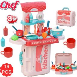 3 in 1 Kitchen Suitcase for Kids Mini Kitchen Play Set Toy For Kid Girls-15