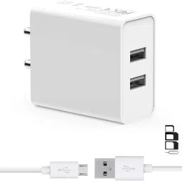 Wall Charger Accessory Combo for Gionee F205, Gionee S11S, Gionee S11, Gionee S11 lite, Gionee M7 Plus, Gionee M7 Power, Gionee M7, Gionee X1, Gionee P8 Max, Gionee A1 Lite, Gionee S10, Gionee S10B, Gionee S10C, Gionee M6s Plus Dual Port Charger Original Adapter Like Wall Charger, Mobile Power Adapter, Fast Charger, Android Smartphone Charger, Battery Charger, High Speed Travel Charger With 1 Meter Micro USB Cable Charging Cable Data Cable-14