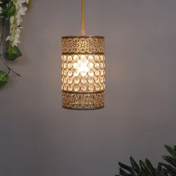 "Hanging golden crystal pendant light, Classic Floral Adjustable Pendant Light Fixture for Kitchen Dinning Room Bedroom, Leafy Cylinder " Pendants Ceiling Lamp-image-45