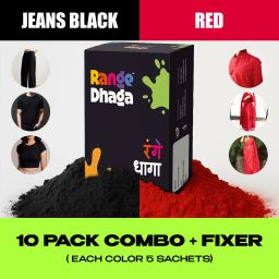 Fabric Dye, Jeans Black & Red, Combo 10 (5+5) Multi Fabric Dye with Fixer-image-83