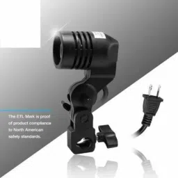 WON E27 Single Blub Holder Set of 2 pcs spl Quality Imported Photography Photo Light Lamp Bulb Single Holder E27 Socket Bracket Studio EU Plug,Black Camera Rig Folding Flash Bracket image 4