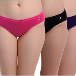 Pack of 3 Women Bikini Pink, Black, Purple Panty-image-52