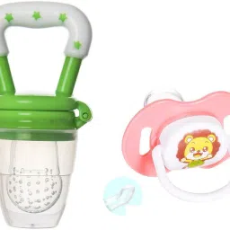 Combo of Fruit nibbler & Soother New Baby Food Pacifier Baby Nipple Feeder Silicone Pacifier Fruits Infant Feeding Supplies Soother Nipples - NBV-10 Teether and Feeder (Multicolor) Soother-5