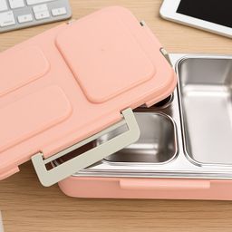 Stainless Steel 3 Compartment Lunch Box, Stainless Steel Airtight, Leakproof, 1 Containers Lunch Box-image-65