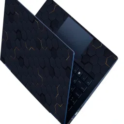 Techfit HD Printed 3D Series Full Panel Laptop Skin Sticker Vinyl Fits Size Upto 15 inches No Residue, Bubble Free Vinyl Laptop Decal 15.6 - Yellow Neon 3D Black Hexagon Stretched Vinyl Laptop Skin Compatible for 15.6 inch-image-49