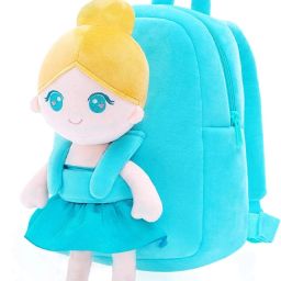 Soft Fabric Sky Blue Ballerina Kids Velvet Bags for School Plush Bag-image-5