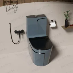 21009 Ceramic Slate Grey commode with Black Line Finishing 21009 Western Commode-15