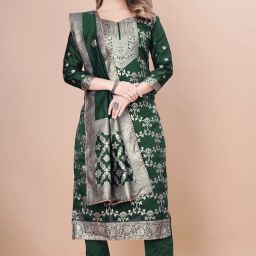 Unstitched Art Silk Kurta & Churidar Material Self Design-image-51