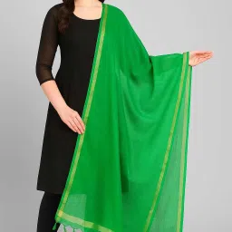 Kota Doria, Bhagalpuri Silk Striped Dark Green Women Dupatta-picture-34