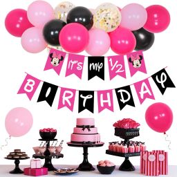 Pink Black Balloons, It’s My Half Birthday Banner Decoration Kit (Pack Of 60)-27