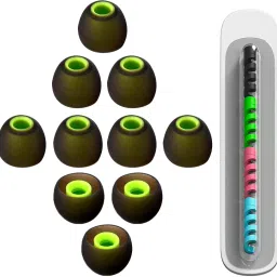 DEFENDER HUB 10 pcs (5 Pair) Silicone Rubber Earbuds Free Cable Protector (Green & Black ) In The Ear Headphone Cushion-image-75