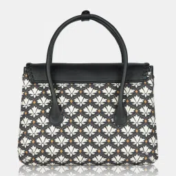 Women Black, White Satchel-9