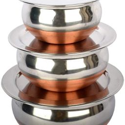 Steel Cooking Handi Biryani Punjabi Kitchen Cooking and Serving Bowl with Lid F1 5.5 inch, 6.2 inch, 6.6 inch Lid Set, Pack of 3-image-12