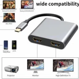 Tobo 4 IN 1 USB C to Dual HDMI Adapter 4K @ 60hz, 4 in 1 Type C to Dual HDMI, USB 3.0 Port, USB C PD Charge Compatible with MAC OS, Windows, Android, Linux USB C Device HDMI Connector 3840 inch Blu-ray Player image 2