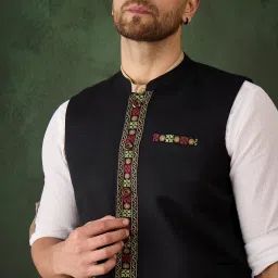 sangria Men Woven Design Nehru Jacket image 4