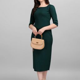 Women Bodycon Green Midi/Calf Length Dress-image-1