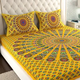 144 TC Cotton Double Jaipuri Prints Flat Bedsheet-8