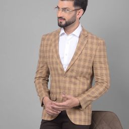 Men Checkered Single Breasted Casual Blazer-image-4