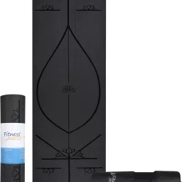 Premium TPE Body Alignment Lines Yoga Mat with Cover Bag| Black| Black 6 mm Yoga Mat-image-36