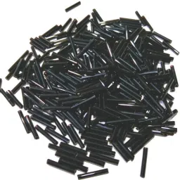 Black half inch/13 mm pipe cut glass beads for embroidery, decoration, craft and jewellery making(100 gm)-25