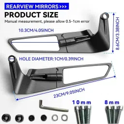 gonama Universal Motorcycle Adjustable Rotating Rear View Mirror Wind Wing Side Mirror Handlebar Hand Guard image 5