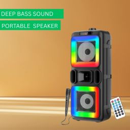 SACRO Pushpa(PORTABLE BLUETOOTH PARTY SPEAKER) 3D Sound With Karaoke Mic/RGB LightD361 40 W Bluetooth Party Speaker-image-42