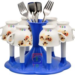 Stylish CUP and Spoon Organiser for Glasses and Cutlery Glass Stand Made Virgin Plastic BLUE Plastic Glass Holder, Utility Rack-image-47