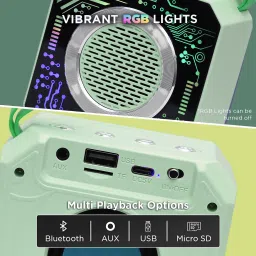 Monrix 7W HD Audio Bluetooth Speaker, Dynamic Disco Speaker RGB Lights, TWS Pairing, 7 W Bluetooth Party Speaker image 3