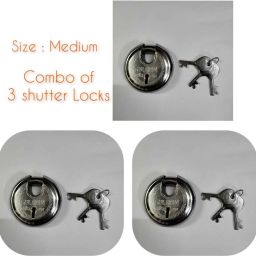 Pack of 3 Stainless steel medium size shutter locks (75mm) with 3keys each Lock-16