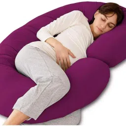 C shape Polyester Fibre Solid Pregnancy Pillow Polyester Fibre Stripes Pregnancy Pillow Pack of 1-image-94