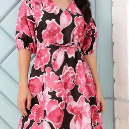 DressBerry Edgy Chic Bloom Printed Waist Tie-Ups A-Line Mini Dress-image-59