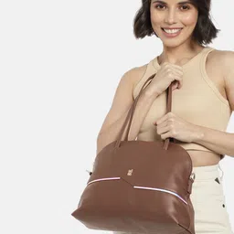 Baggit Brown Solid Regular Structured Shoulder Bag with Minimal Applique Detail image 5