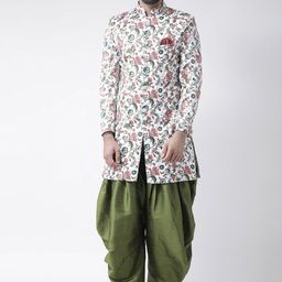 Hangup Men Green Printed Sherwani Set-image-70