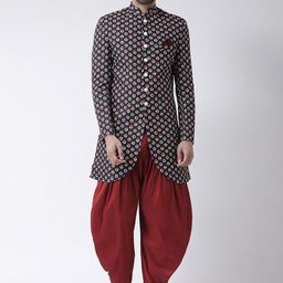 Hangup Men Black Printed Sherwani Set-image-71