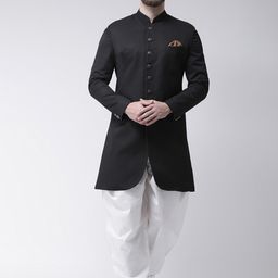 Hangup Men Black Solid Sherwani Set-picture-20