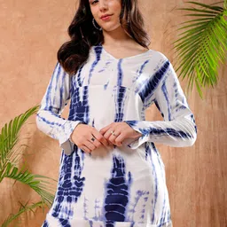 Freehand by The Indian Garage Co Navy Blue  White Dyed A-Line Mini Dress-picture-16