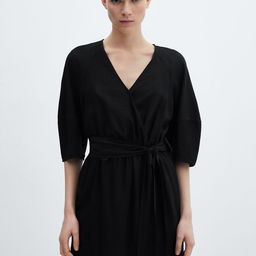 MANGO Bow Tie-Up Wrap Mini Dress-image-3