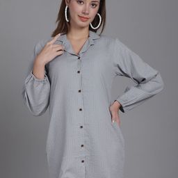 Enchanted Drapes Cotton Checked Shirt Mini Dress-picture-14