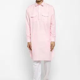 ROYAL KURTA Men Pink Summer Sheers Pathani Kurta-picture-19