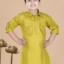 Aj DEZInES Boys Shirt Collar Roll-Up Sleeves Cotton Kurta-33