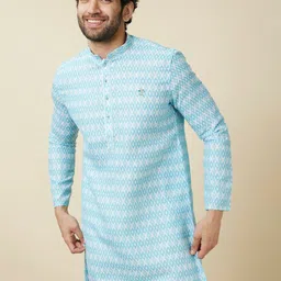 Manyavar Mandarin Collar Geometric Printed Straight Kurta-image-78