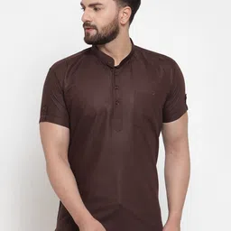 Kaifoo Men Brown Short Kurta-23
