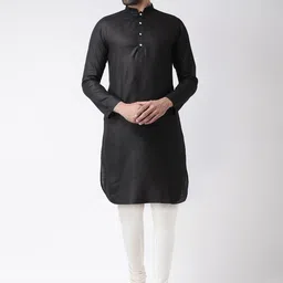 KISAH Men Black Cotton Solid Kurta-picture-55