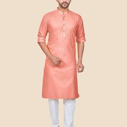 Anouk Coral Band Collar Roll-Up Sleeves Pure Cotton Kurta-picture-37