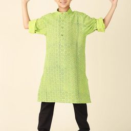 Fabindia Boys Geometric Printed Pure Cotton Straight Kurta-22