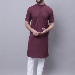 even Band Collar Pure Cotton Kurta-image-48