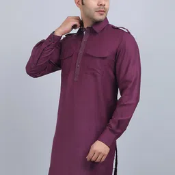 Spring Soul Shirt Collar Cotton Pathani Kurta-29